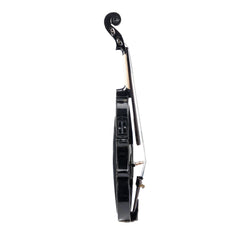 GV102 4/4 Solid Wood EQ Violin Case Bow Violin Strings Shoulder Rest Electronic Tuner Connecting Wire Cloth Black