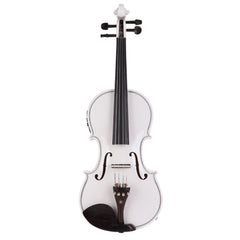 GV102 4/4 Solid Wood EQ Violin Case Bow Violin Strings Shoulder Rest Electronic Tuner Connecting Wire Cloth White