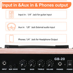 20W GB-20 Electric Bass Guitar Amplifier Natural Color