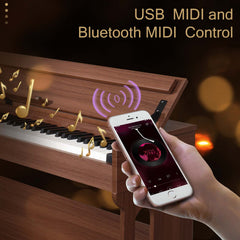No logo 88 Key Standard Full Weighted Keyboards Digital Piano with Furniture Stand, Audio and MIDI Bluetooth, Triple Pedals, Headphone,for Black Walnut color