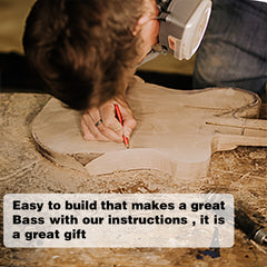 DIY 4 String Flame Shaped Style Electric Bass Guitar Kits with Mahogany Body, Maple Neck and Accessories