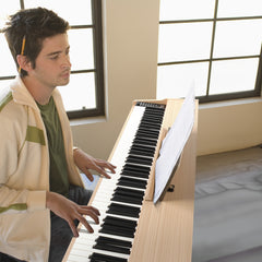 No logo 88 Key Standard Full Weighted Keyboards Digital Piano with Metal Stand, Power Adapter, Triple Pedals, Headphone,for All Experience Levels Natural Technology Wood Color