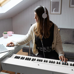 No logo 88 Key Standard Full Weighted Keyboards Digital Piano with Metal Stand, Power Adapter, Triple Pedals, Headphone,for All Experience Levels White
