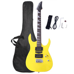 No logo Novice Entry Level 170 Electric Guitar HSH Pickup Bag Strap Paddle Rocker Cable Wrench Tool Yellow