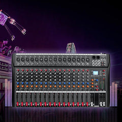 Digital 16-Channel Mixer Sound Board Console Wireless Live Studio Audio Mixer Power Mixing USB (110V-220V)