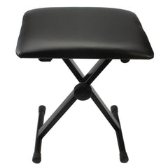Dual-tube X-Shape Keyboard Stand + Adjustable Folding Piano Bench Stool Seat Black