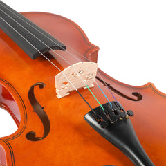 GV100 1/2 Acoustic Violin Case Bow Rosin Strings Tuner Shoulder Rest Coffee