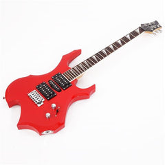 Flame Shaped Electric Guitar with 20W Electric Guitar Sound HSH Pickup Novice Guitar Audio Bag Strap Picks Shake Cable Wrench Tool Red