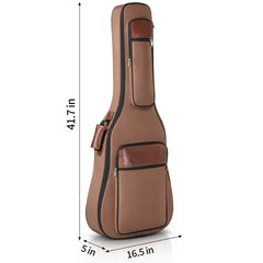 600D Extra-Thick Oxford Cloth Acoustic Guitar Bag with 10mm Sponge Padding — Brown (Fits 41/40-inch Guitars)