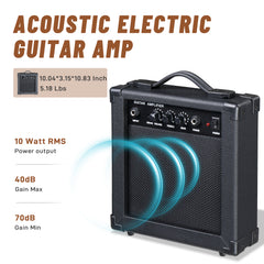 KMA102 41In Basswood Panel Matte Edging Folk Guitar with 15W Amplifier Bag Tuner and other Accessories Black