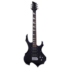 No logo Novice Flame Shaped Electric Guitar HSH Pickup Bag Strap Paddle Rocker Cable Wrench Tool Black