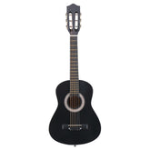 No logo Matte Black 30-inch Round Acoustic Guitar with Picks, Strings, Capo, Case, Tuner, and Strap