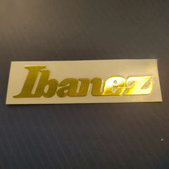 Guitar Head Golden Logo Metal Label UV Adhesive Tear off Film Leave Words - Ibanez