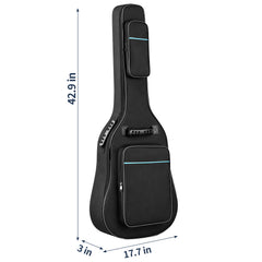 41 Inch 600D Oxford Cloth Acoustic Guitar Bag Black With Blue Line