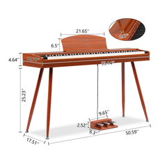 No logo 88 Key Standard Full Weighted Keyboards Digital Piano with Metal Stand, Power Adapter, Triple Pedals, Headphone,for All Experience Levels Walnut color