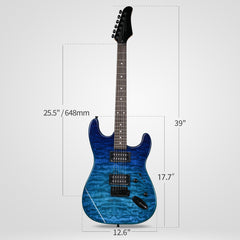 Szzzp 39in Electric Guitar H-H Pickups Trans Blue suit for Heavier Rock