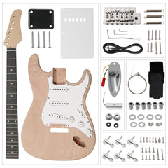 Szzzp DIY 6 String ST Style Electric Guitar Kits with Mahogany Body, Maple Neck and Accessories