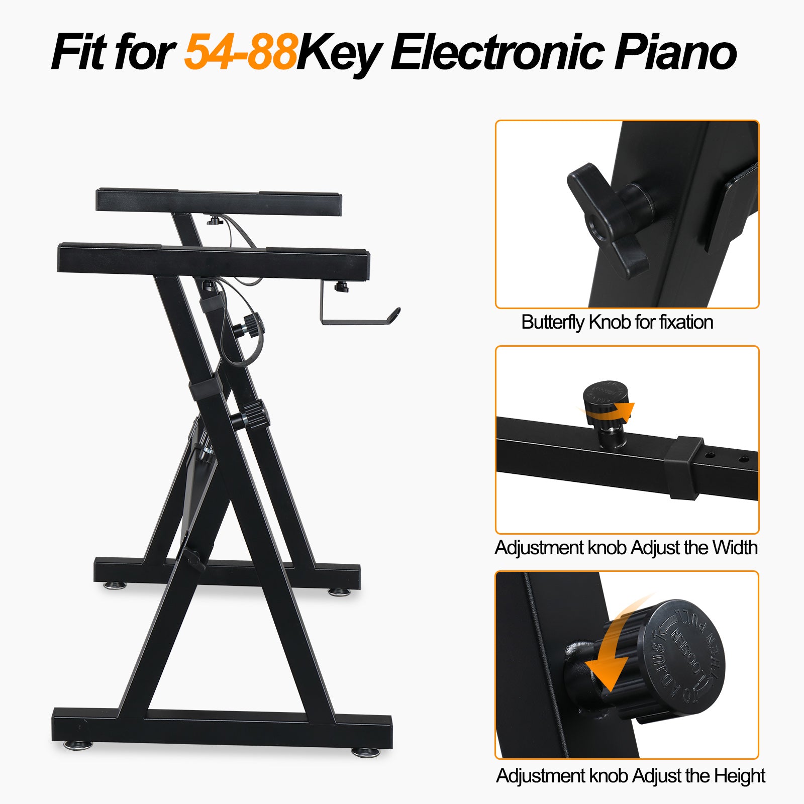 Szzzp Portable Heavy Duty Piano Z Style Stand Adjustable Height and Width, and Bench Set for 54-88 Key Electric Pianos