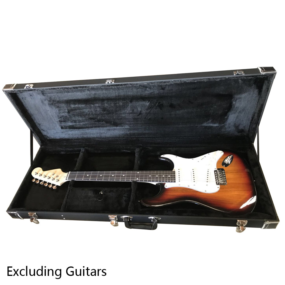 Szzzp ST High Grade Electric Guitar Square Hard Case Microgroove Flat - Black