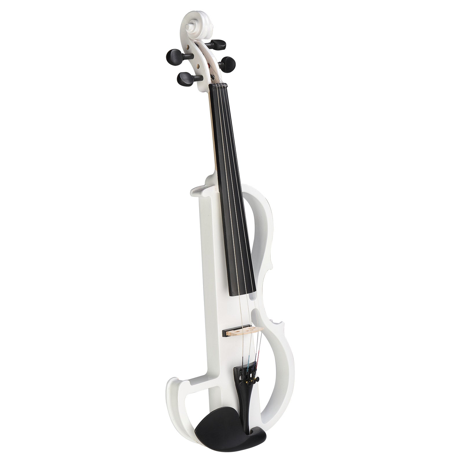 Szzzp Full Size 4/4 Bunnel Edge Electric Silent Violin with Case Bow Rosin Headphone Connecting Line - White