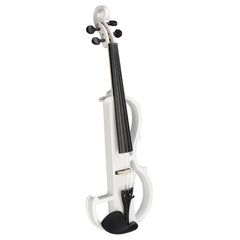Szzzp Full Size 4/4 Bunnel Edge Electric Silent Violin with Case Bow Rosin Headphone Connecting Line - White