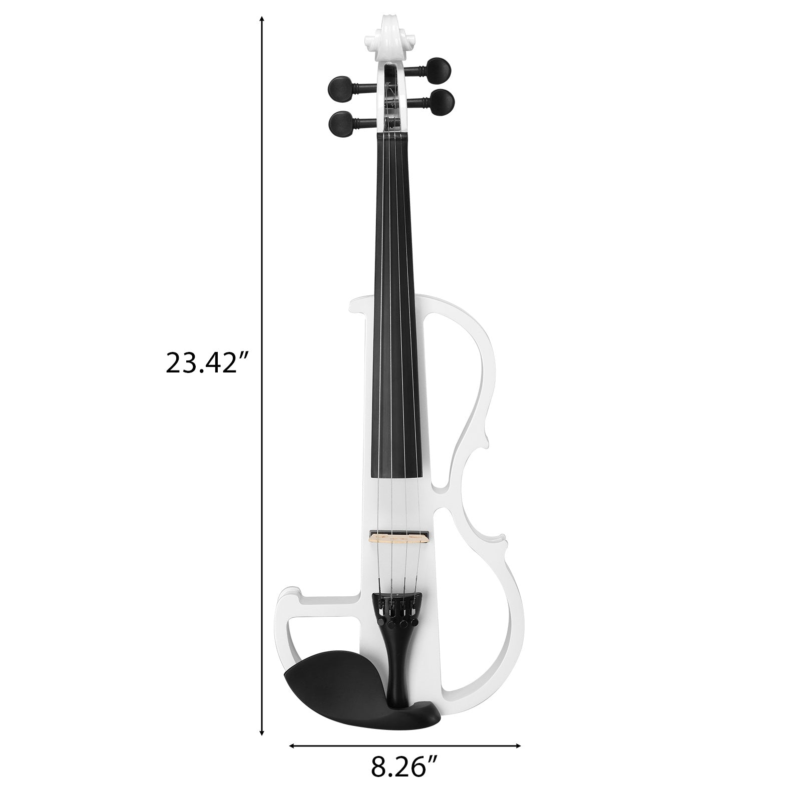 Szzzp Full Size 4/4 Bunnel Edge Electric Silent Violin with Case Bow Rosin Headphone Connecting Line - White