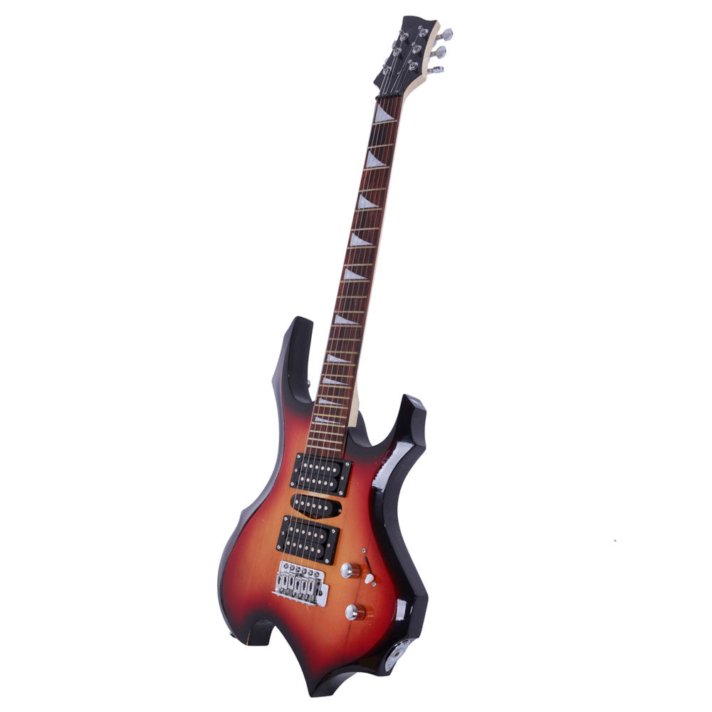 Szzzp Novice Flame Shaped Electric Guitar HSH Pickup Bag Strap Paddle Rocker Cable Wrench Tool - Sunset