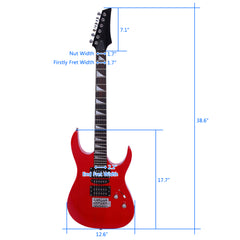 Szzzp Novice Entry Level 170 Electric Guitar HSH Pickup Bag Strap Paddle Rocker Cable Wrench Tool Red