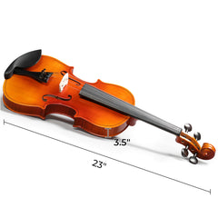 Brand new 4/4 acoustic matte tiger stripe violin set includes phonetic symbols sticker, tuner, string set, shoulder rest, rosin, bow, and premium gift box.