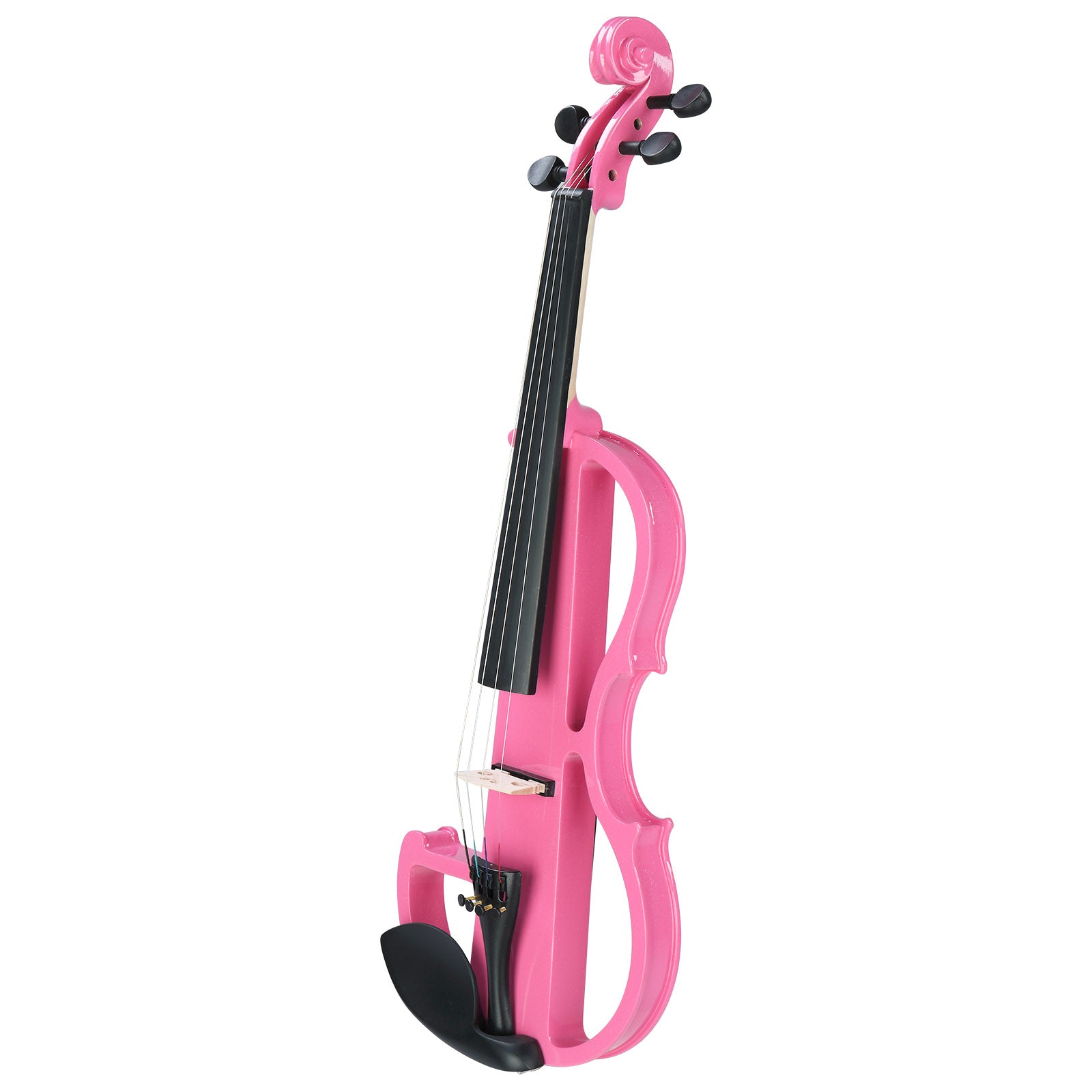 Szzzp Full Size 4/4 Bunnel Edge Electric Silent Violin with Case Bow Rosin Headphone Connecting Line Pink