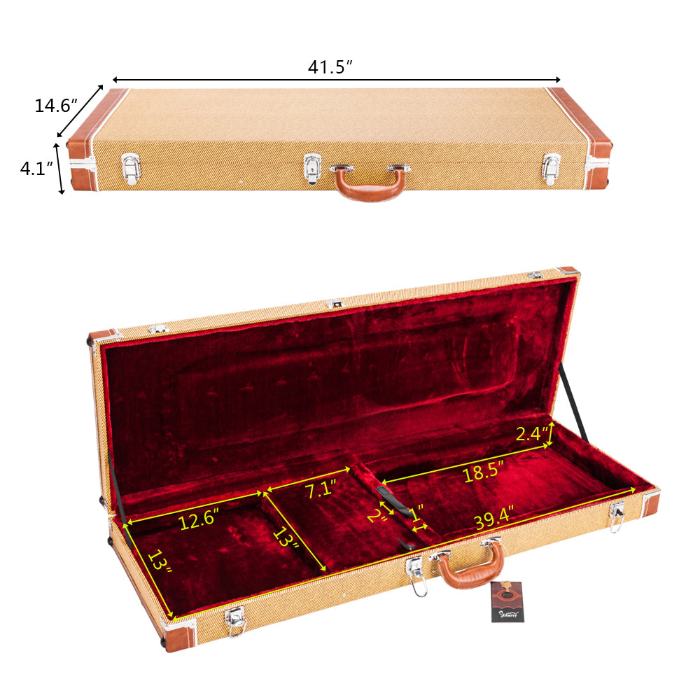 Szzzp High Grade Electric Guitar Square Hard Case for GST GTL 170 SG and Burning fire Style Flat - Yellow