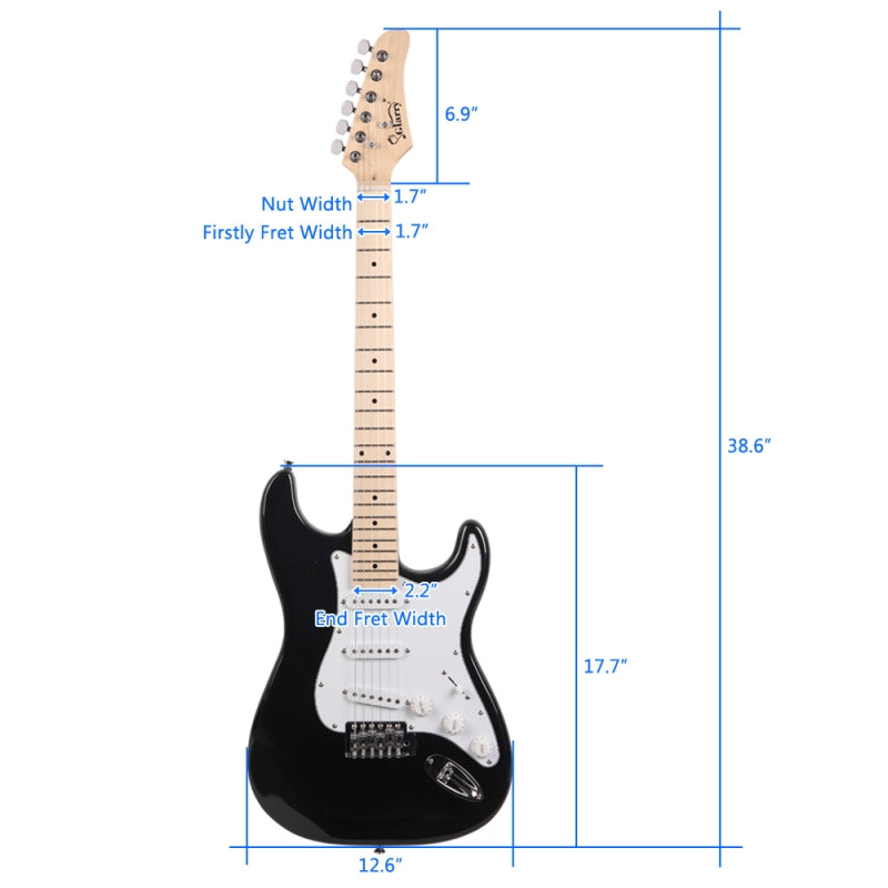 Glarry GST Maple Fingerboard Electric Guitar - Black