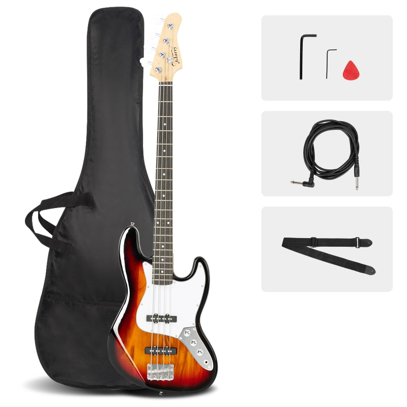 Glarry GJazz Electric Bass Guitar White pickguard - Sunset
