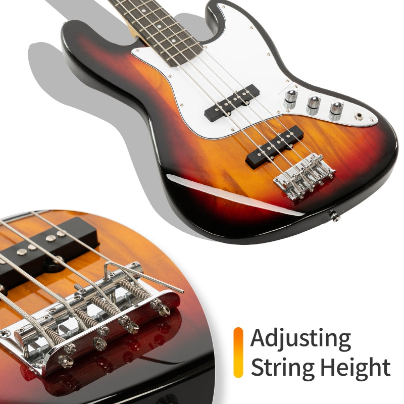 Glarry GJazz Electric Bass Guitar White pickguard - Sunset