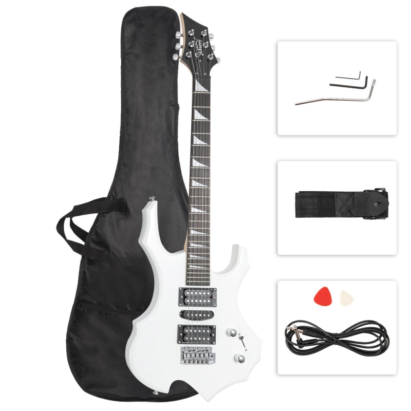Glarry 36inch Burning Fire Style Electric Guitar - White
