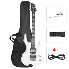 Glarry 36inch Burning Fire Style Electric Guitar - White