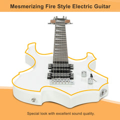 Glarry 36inch Burning Fire Style Electric Guitar - White