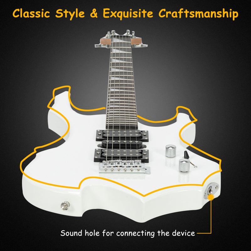 Glarry 36inch Burning Fire Style White Electric Guitar w/ 20W Amplifier