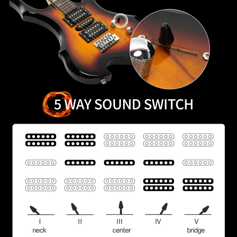 Glarry 36inch Burning Fire Style Electric Guitar - Sunset