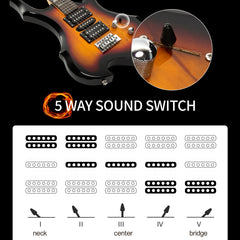 Glarry 36inch Burning Fire Style Electric Guitar - Sunset