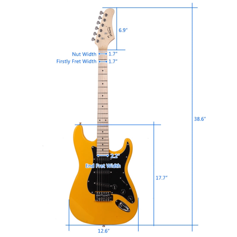Glarry GST Electric Guitar w/20W Amplifier - Yellow