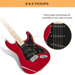 Glarry GST Electric Guitar - Red