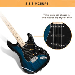 Glarry GST Electric Guitar - Blue