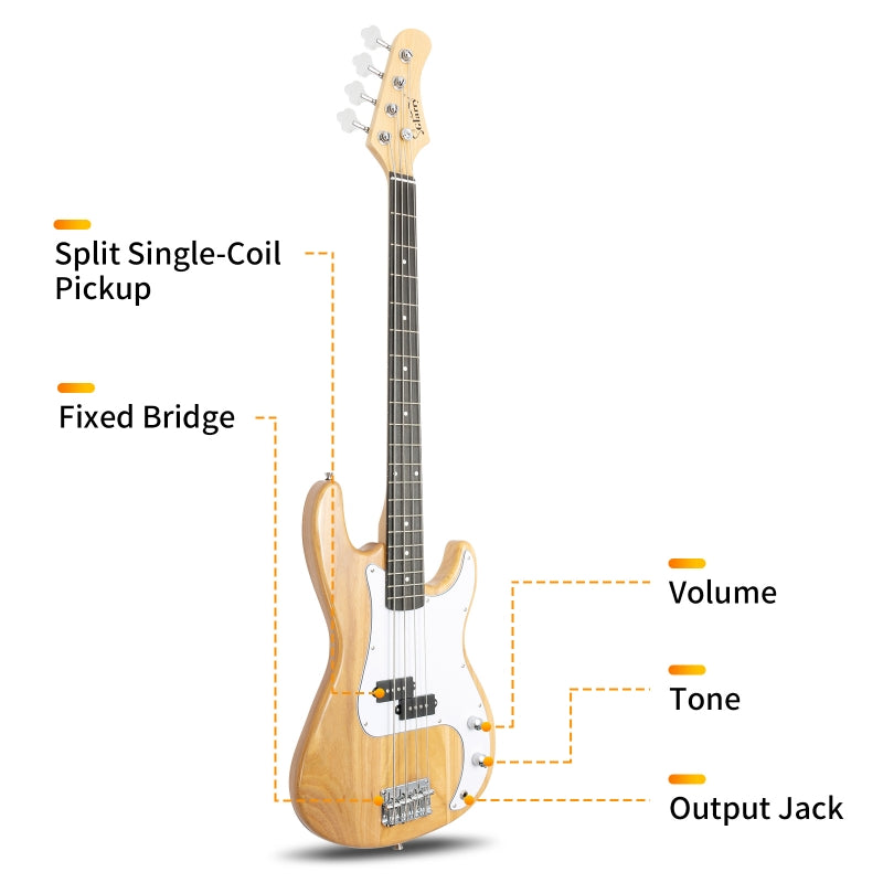 Glarry GP Electric Bass Guitar - Burlywood