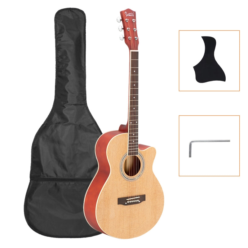 Glarry GT501 40 Inch Cutaway Auditorium Acoustic Guitar Matte Spruce Front Folk - Burlywood
