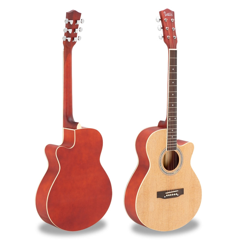 Glarry GT501 40 Inch Cutaway Auditorium Acoustic Guitar Matte Spruce Front Folk - Burlywood
