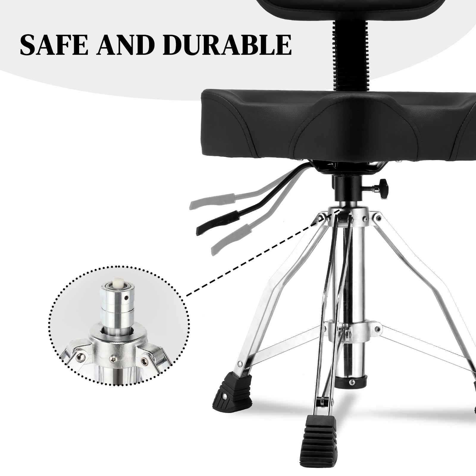 Szzzp Drum Throne with Backrest, Hydraulic Drum Stool Adjustable Height, Heavy Duty Hydraulic Drum Seat Saddle Design for Drummers - Black