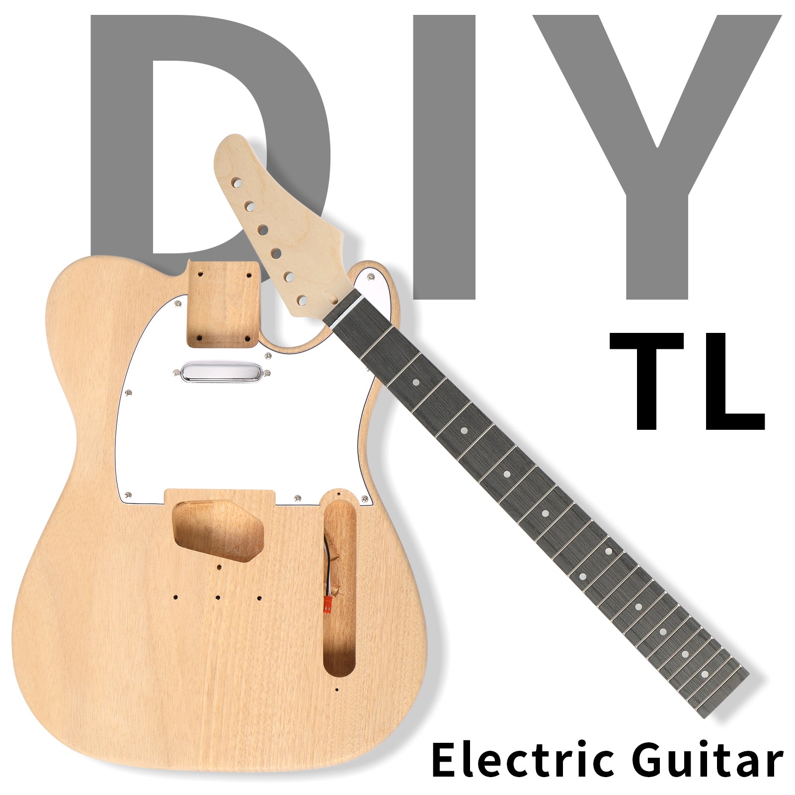 Szzzp DIY 6 String TL Style Electric Guitar Kits with Mahogany Body, Maple Neck and Accessories