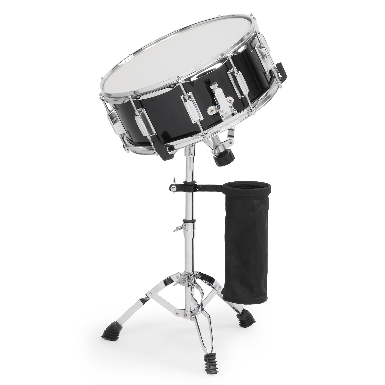 Szzzp 14 x 5.5in Snare Drum Set with Drumstick Holder, Snare Drum Bag, Strap, Mute Pad & Drum Stick for Beginner Student Black