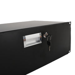 19" 4U Steel Plate DJ Drawer Equipment Cabinet with Keys Black